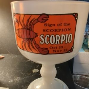 VTG. 1970's Tiara milk glass goblet dedicated to astrological sign Scorpio